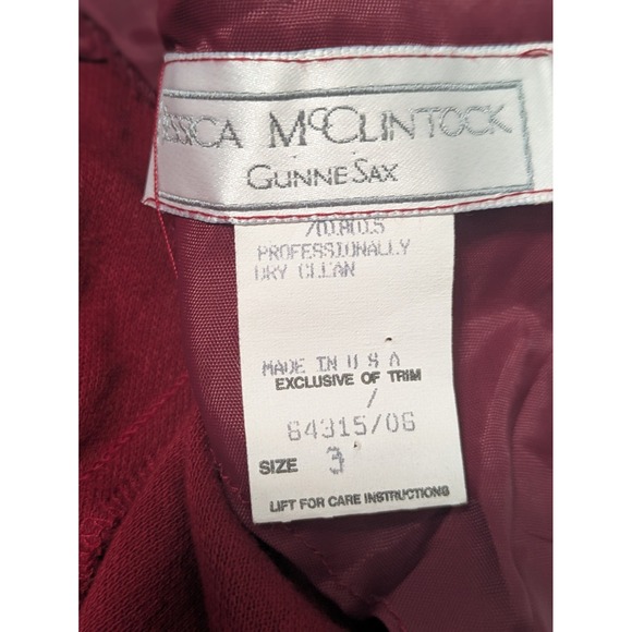 Vtg 1970s Gunne‎ Sax Dress Christmas Dark Red Size 3 Small Lace Modest Prairie - Picture 10 of 16